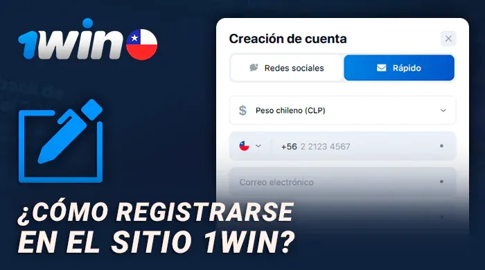Formulario de registro de 1win con la divisa chilena